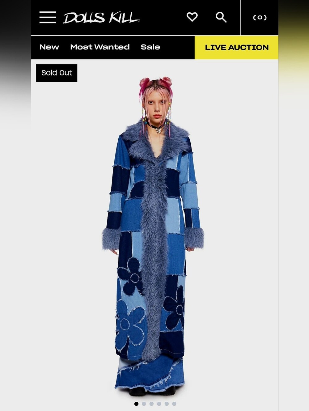 DOLLS KILL by Delia's Free Luv Nation Colorblock Denim Maxi Coat size S